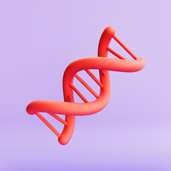 Dna 3d illustration icon isolated on purple background