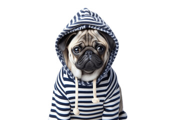 A Pug in Adorable Attire, Isolated on a Transparent Background. AI