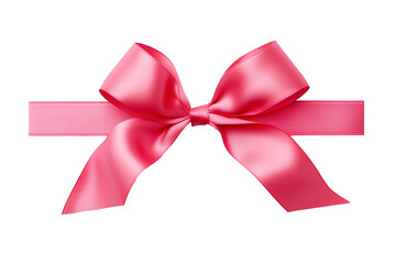 Pink tied silk ribbon on transparent background
