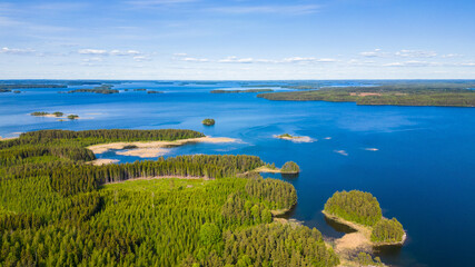 Finnish lake district landscape panoramic view - obrazy, fototapety, plakaty
