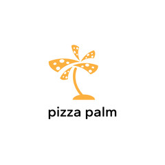 Concept image of a palm tree with slices of pizza instead of leaves.Vector illustration.