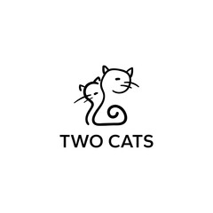 Line art logo of two cats.Vector illustration.