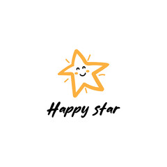 Kids logo with funny star.Vector illustration.