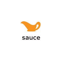 Logo of an abstract gravy boat in a conceptual design. A fusion of culinary elegance and artistic innovation. Vector illustration.