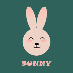 Funny cute bunny in cartoon style. Vector print with lion. Perfect for baby clothes, poster, baby shower card. Vector illustration