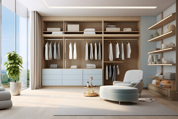 Minimalist dressing room with beautiful and elegant colors
