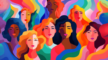 Diverse community coming together in unity and togetherness. Colorful illustration of diversity, inclusion, equality, and representation. Beauty of a multicultural, multiracial society 