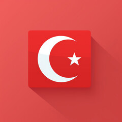 logo square flag of Turkey, on blue background 