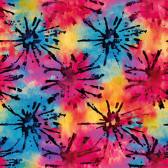 Tie-dye vibrant seamless repeat pattern