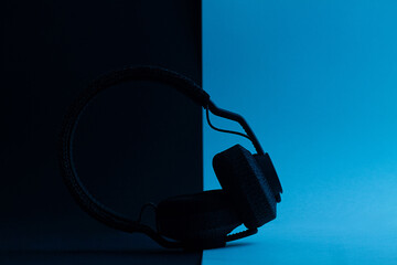 Black bluetooth headphones on a isolated background