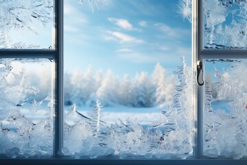 Frozen Elegance: Unveiling the Delicate Beauty of Icy Patterns on a Chilled Winter Window