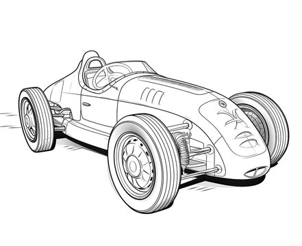 Coloring book for children, sports racing car.