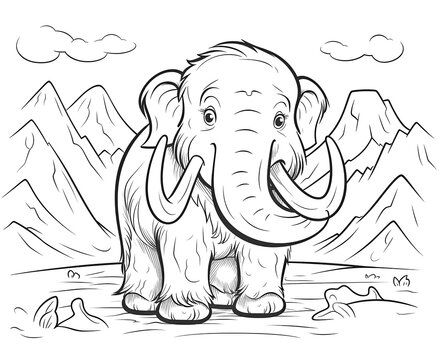 Black and white illustration for coloring animals.