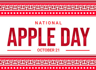 National Apple Day Wallpaper with border design in traditional style. Day of apple background