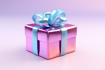 Obraz premium Gift Box In Vibrant Bold Gradient Holographic Color ai generated
