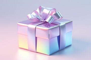 Obraz premium Gift Box In Vibrant Bold Gradient Holographic Color ai generated