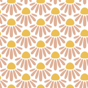 Fototapeta cute gentle soft pink flowers floral seamless repeat pattern paper vector green leaves botanical on white background 