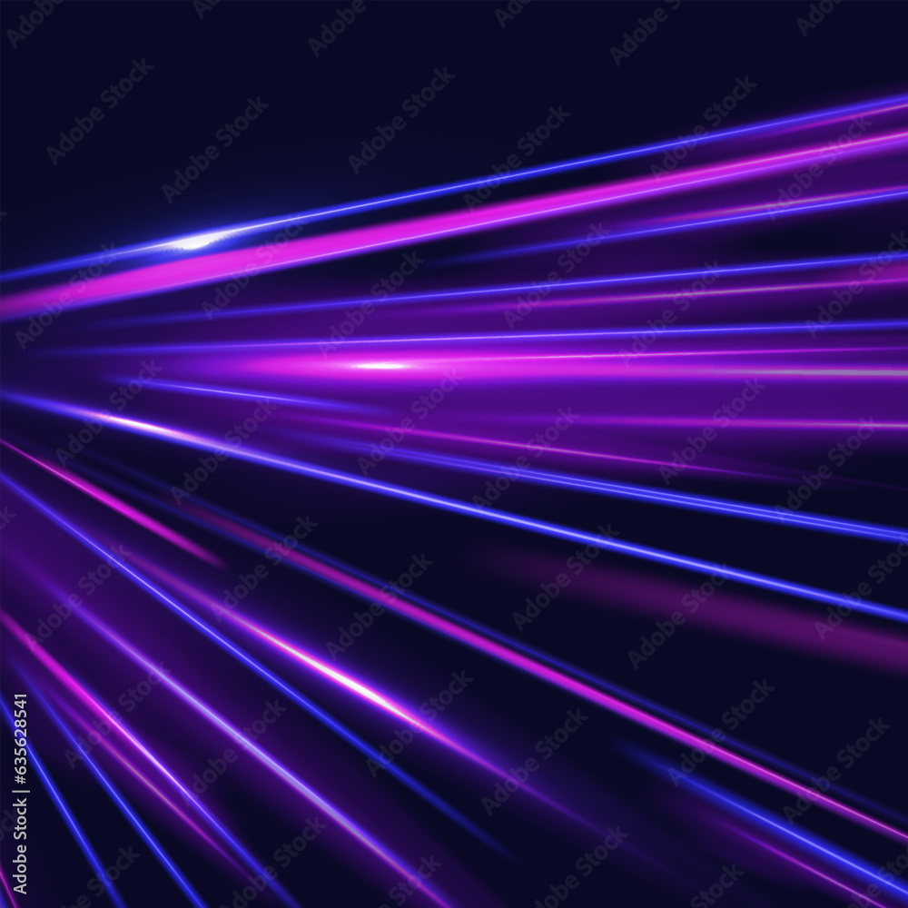 Poster neon color glowing lines background, high-speed light trails effect. modern abstract high-speed ligh