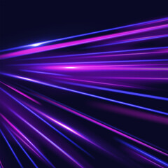Neon color glowing lines background, high-speed light trails effect. Modern abstract high-speed light motion effect on black background.