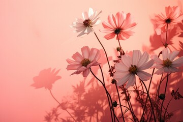 Shadow Of Flowers On Pink Background