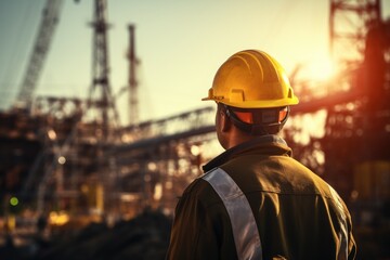 Unrecognizable Worker In A Yellow Hard Hat ai generated
