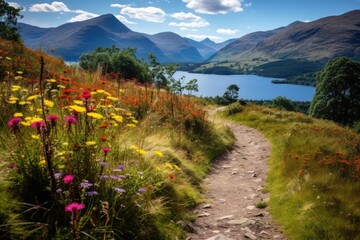 Fototapeta na wymiar Wildflowers Along A Hike Near Glenfinnan And Lake