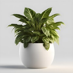 a plant in a white pot on a table. Generative AI