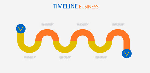 Timeline business road map infographic with 6 options. Can be used for workflow layout, timeline, business concept, presentation, web design, diagram. Vector eps 10