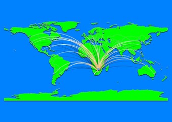 Naklejka premium Vibrant Rustenburg, South Africa map - Export concept map for Rustenburg, South Africa on World map. Suitable for export concepts. File is suitable for digital editing and prints of all sizes.