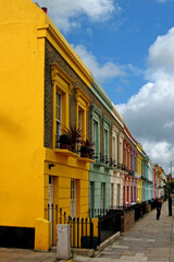 Colourful English terraced houses in Hartland Road in London