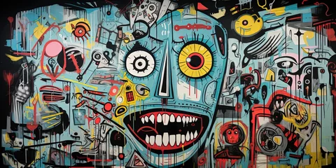 Poster Im Rahmen painting style illustration of punk zombie graffiti style, Generative Ai © QuietWord