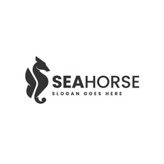 Sea Horse Silhouette Illustration Vector Design Template