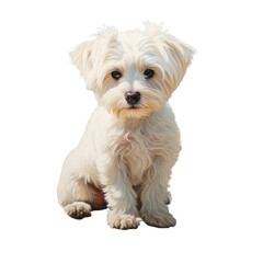 transparent background with Maltese sitting in front