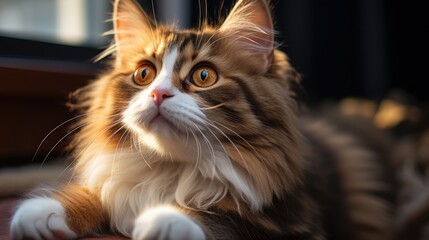 a brown color cute cat with brown eyes.