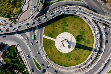 Ring Road junction near Square of Heroes, Tbilisi, aerial view