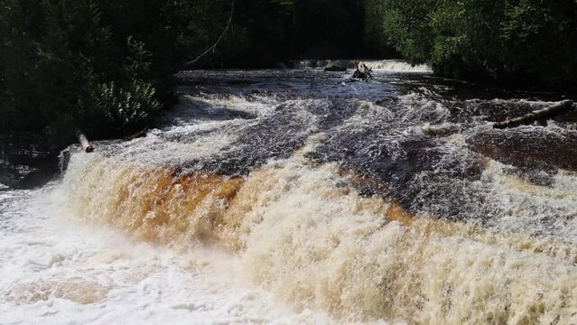 Raging water of Lower Tahquamenon falls