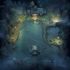 DnD Map Misty Lake of Fantasy.