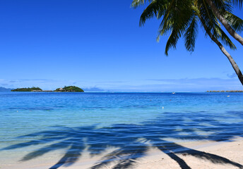 White sand beach and beautiful blue lagoon | Bora Bora | French Polynesia