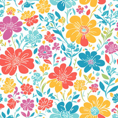 Fototapeta na wymiar beautiful colorful flowers pattern, generative ai