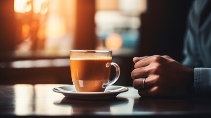 person holding a cup of coffee. Generative AI