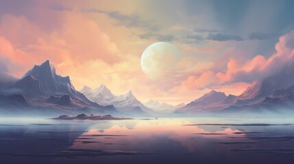 sunrise over the mountains. Generative AI