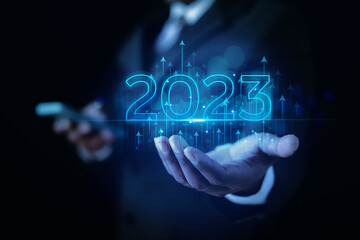 2023 business idea, businessman or engineer Show the trend of driving modern innovations to develop more effective technology information protection systems.