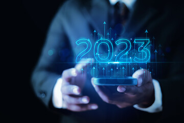 2023 business idea, businessman or engineer Show the trend of driving modern innovations to develop more effective technology information protection systems.