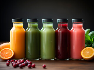 mock-up of detox juice bottles on a neutral background