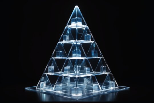 A 3D sierpinski pyramid made of glass.