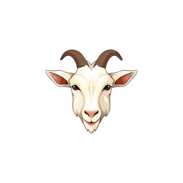 recommend clip art: Cute white goat head vector mascot illustration, isolated on background, sport symbol, mountain goat, nanny goat or ibex face vector logo