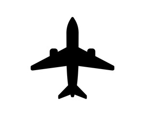 Vector plane icon. Simple airplane with 2 turbine engines illustration.