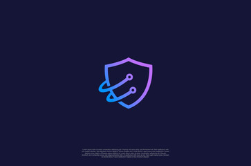 Security shield with icon technology logotype concept idea. Vector Design template element