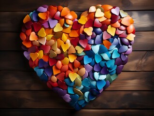 Rainbow color heart made of flowers isolated . This illustration represents concept of love for LGBTQ, gay, lesbian, pride and bisexsual.