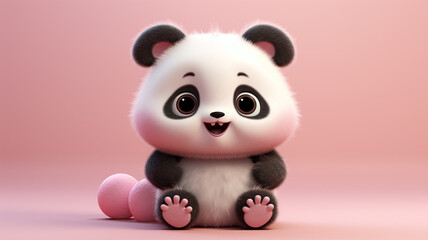 Naklejka premium Cute, funny and emotional panda character animated. animated expressions, quirky expressions, playful expressions. happy animal, black and white.